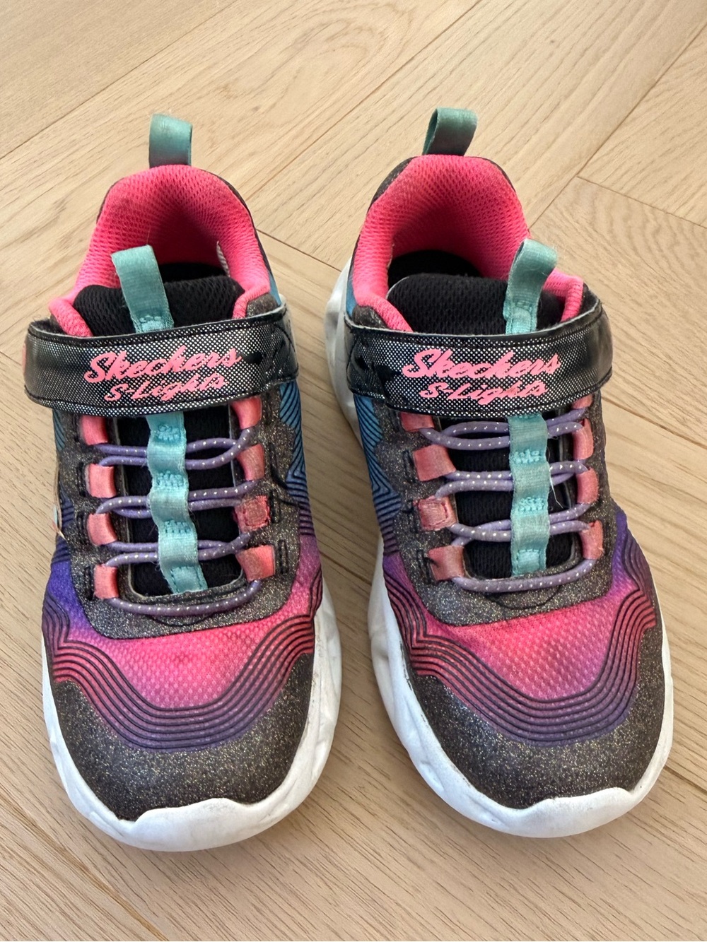 Skechers Kids Gradient Pink, Purple & Teal Light-Up Sneakers